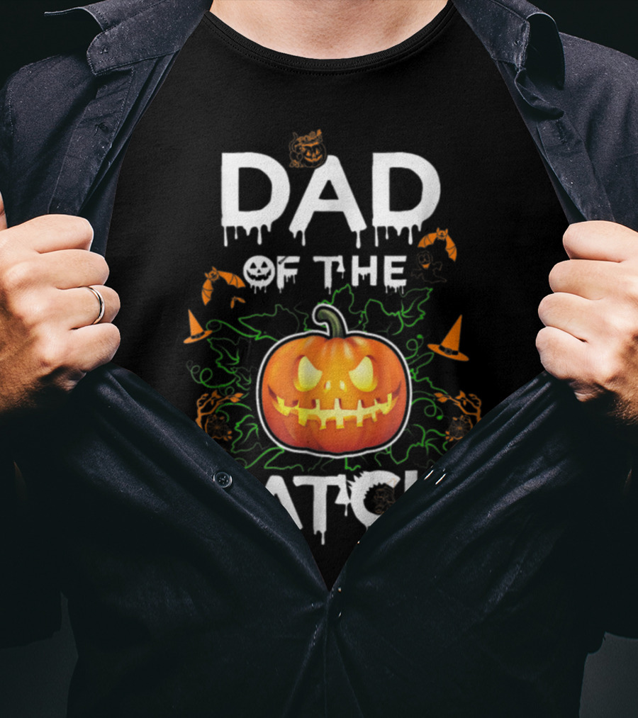 Dad Of The Patch Halloween Pumpkin Bats Jack-o'-Lantern T-Shirt