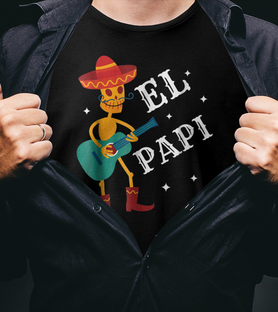 El Papi Cinco De Mayo Skeleton With Sombrero And Guitar Birthday 62 T-Shirt