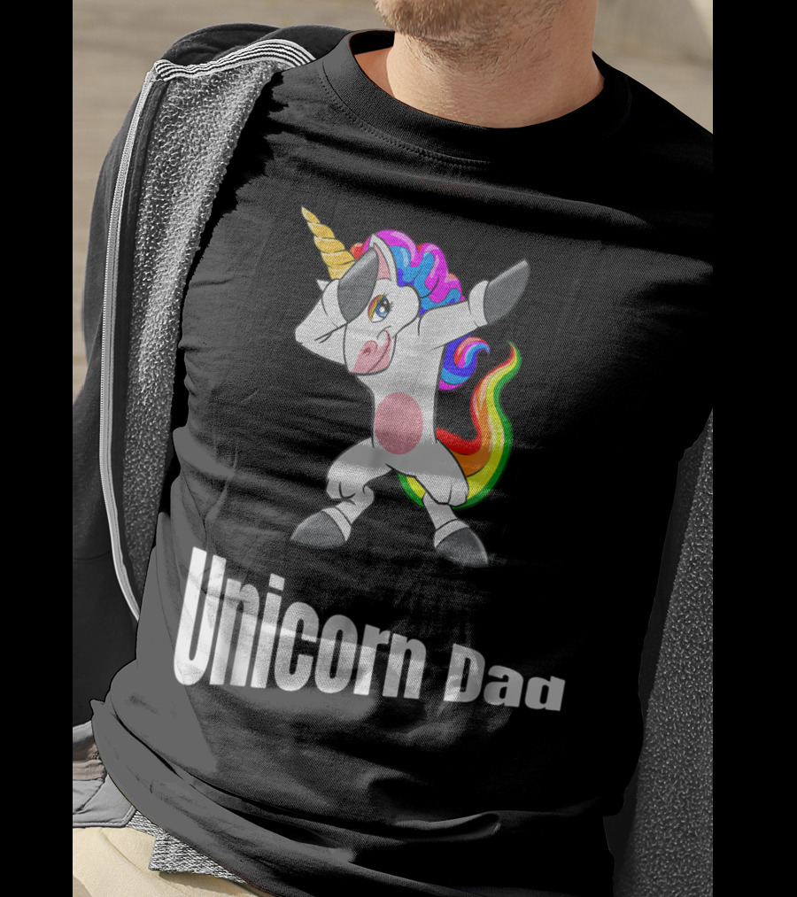 Dabbing Unicorn Dad Rainbow Birthday T-Shirt