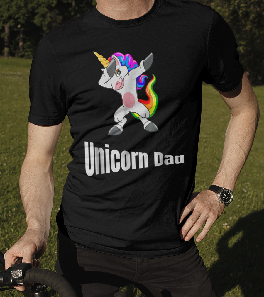 Dabbing Unicorn Dad Rainbow Birthday T-Shirt