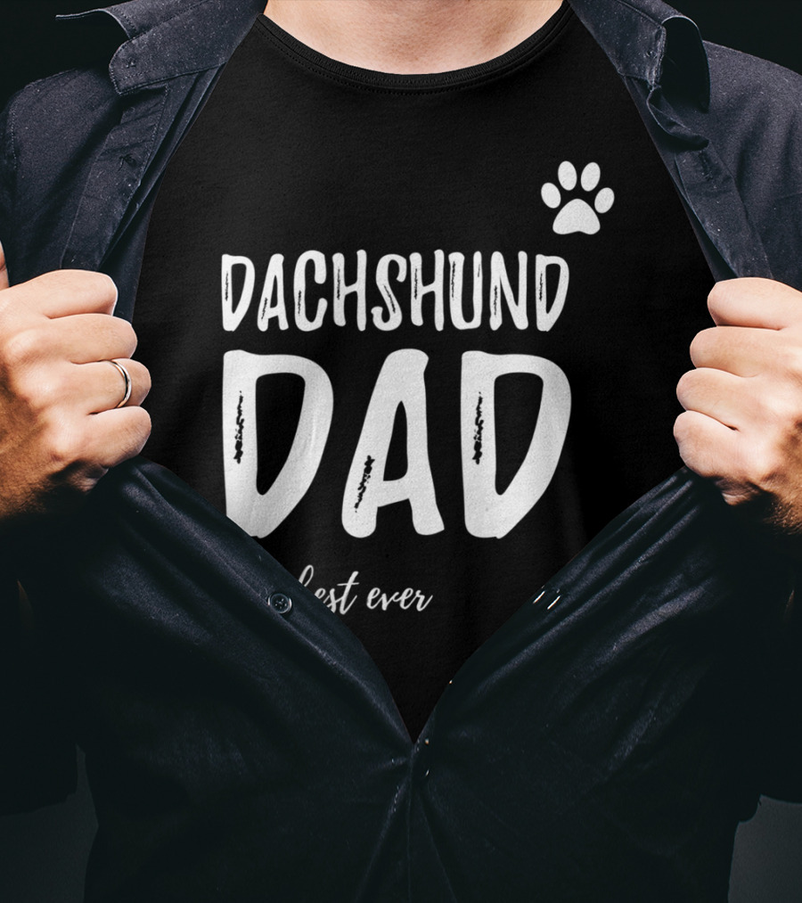 Dachshund Dad Best Ever Funny Dog Lover Paw Prints T-Shirt