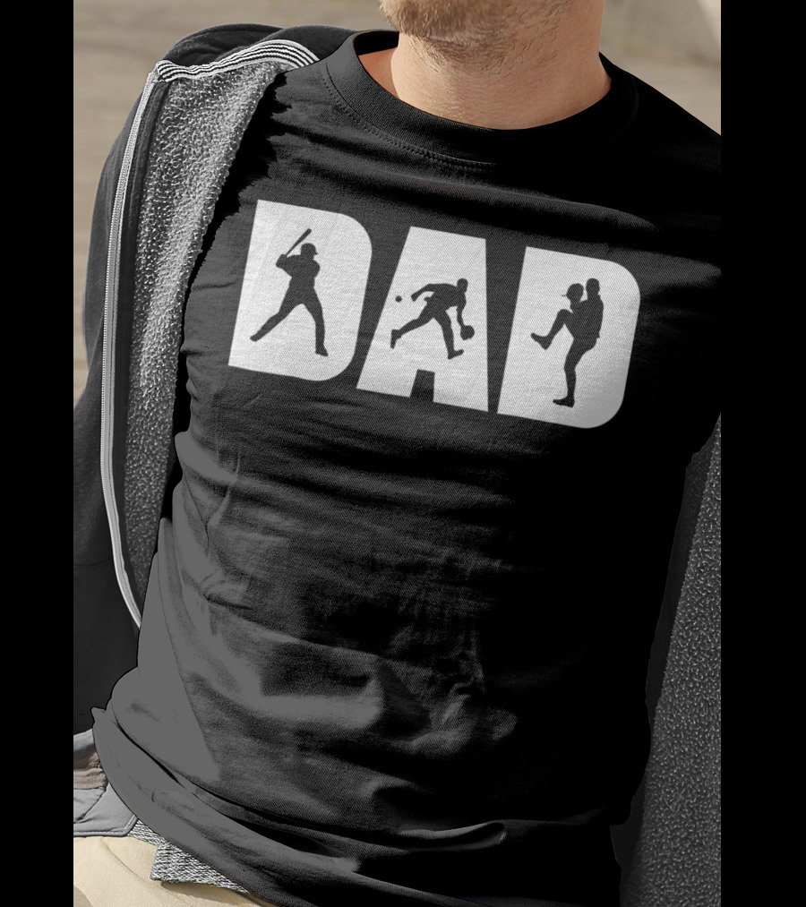 Dad Baseball Silhouettes Father's Birthday T-Shirt