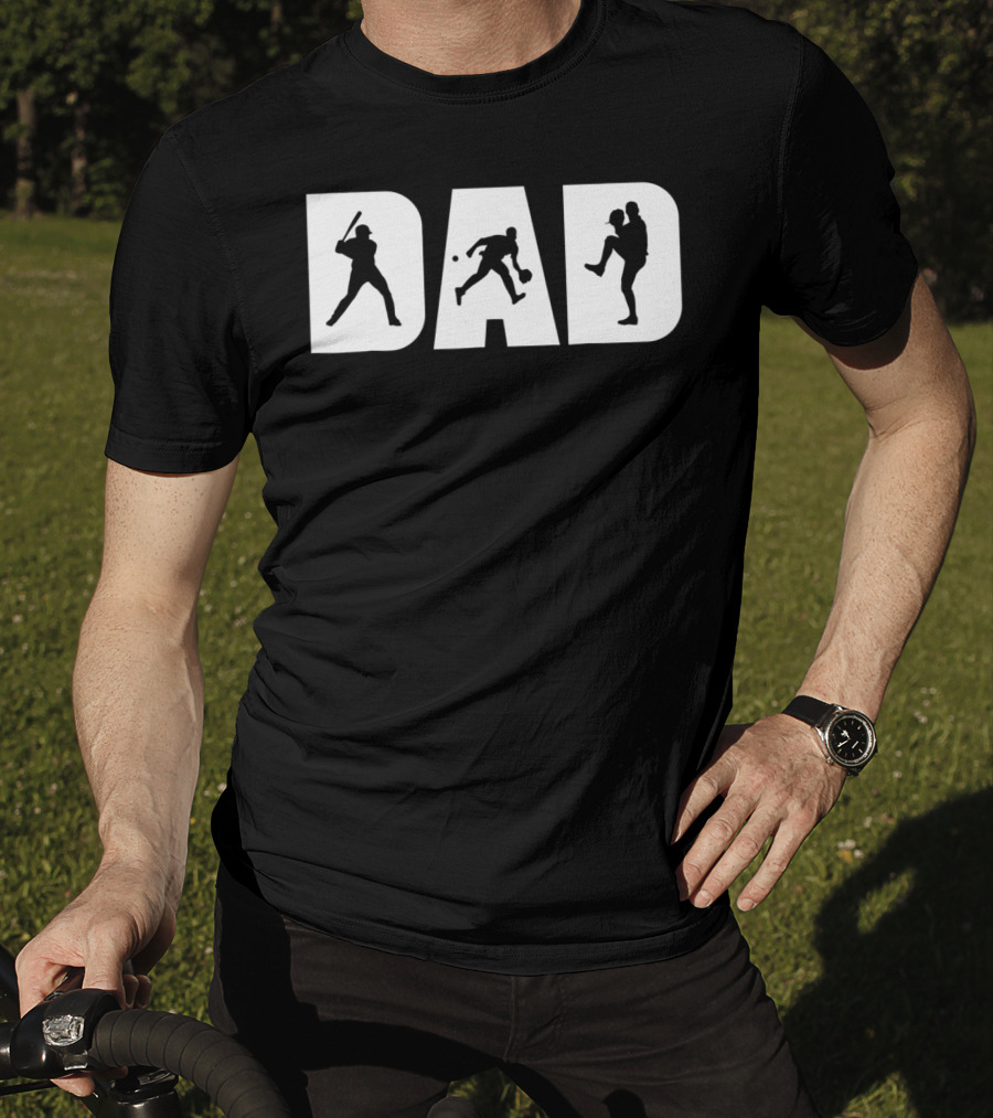 Dad Baseball Silhouettes Father's Birthday T-Shirt