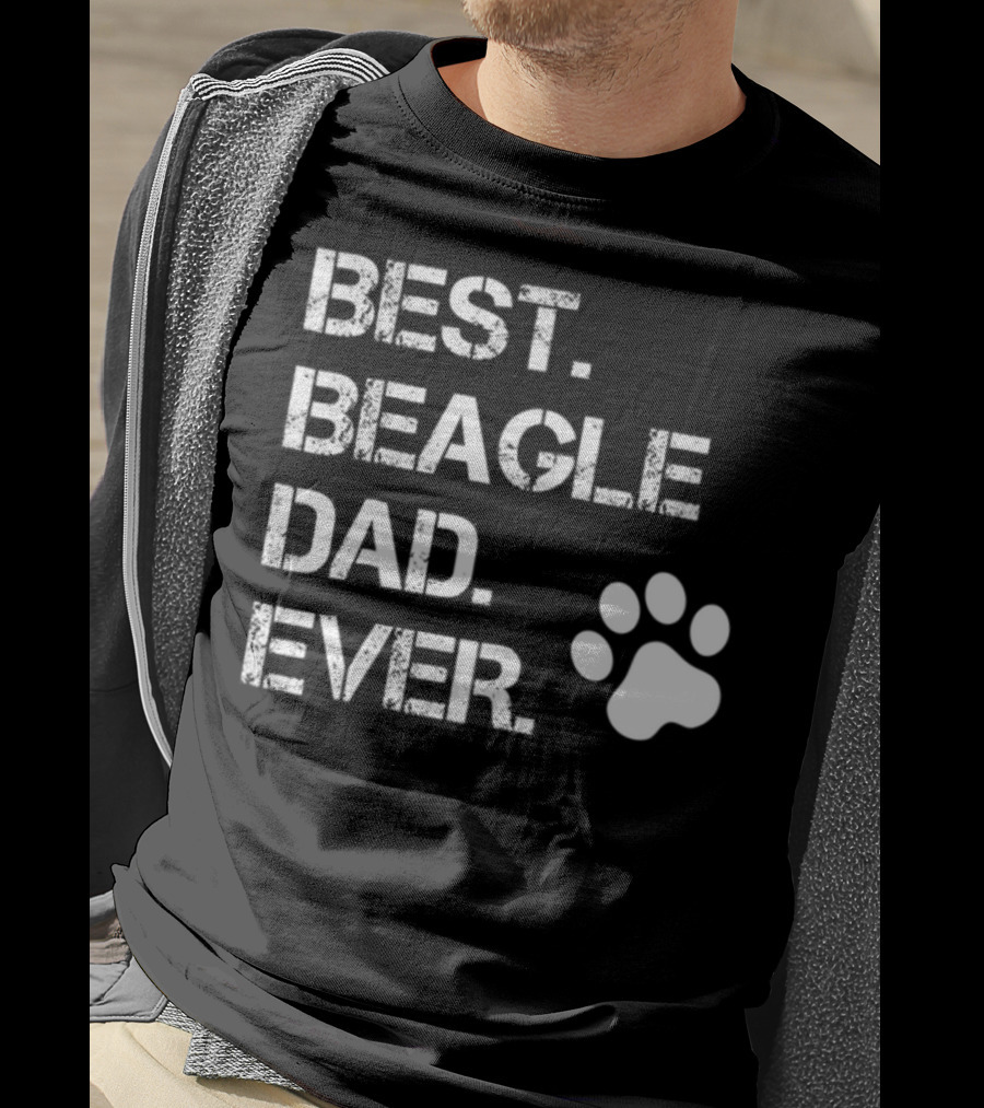 Best Beagle Dad Ever Dog Animal Lover Paw Prints T-Shirt
