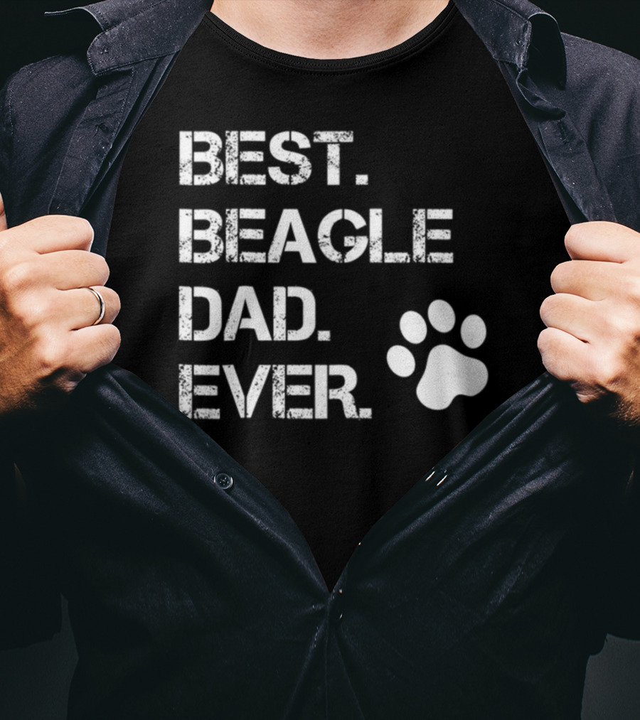 Best Beagle Dad Ever Dog Animal Lover Paw Prints T-Shirt