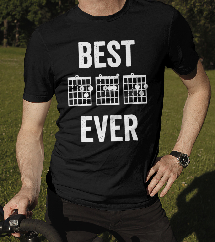 Best Dad Ever Music Chords Bold Condensed73 Guitar Diagrams T-Shirt