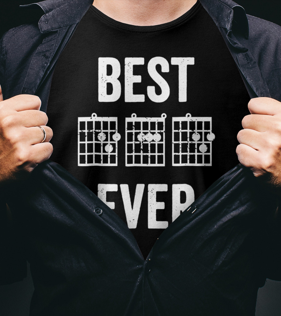 Best Dad Ever Music Chords Bold Condensed73 Guitar Diagrams T-Shirt