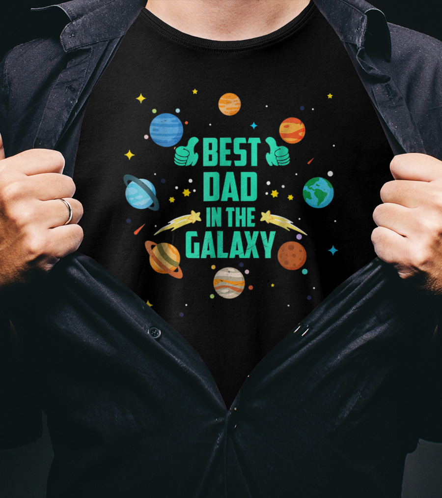Best Dad In The Galaxy Planets And Stars T-Shirt