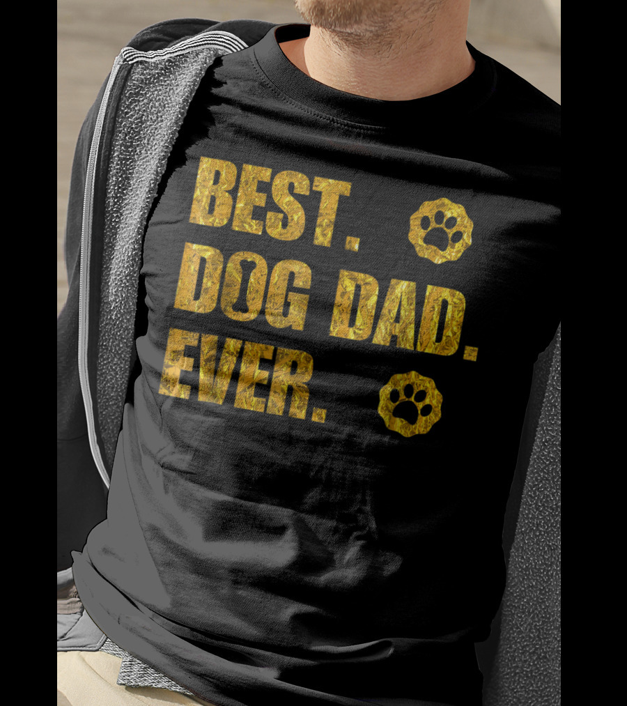 Best Dog Dad Ever Gold Paw Prints T-Shirt