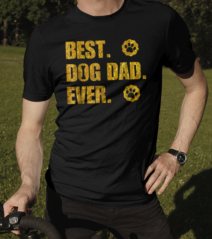 Best Dog Dad Ever Gold Paw Prints T-Shirt