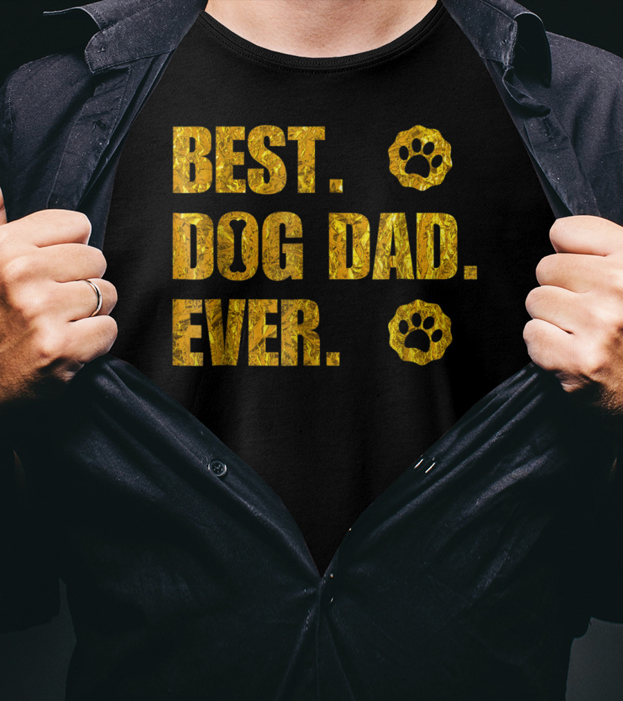 Best Dog Dad Ever Gold Paw Prints T-Shirt