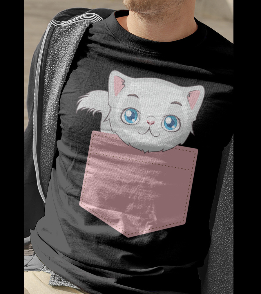 Cat In Pocket For Cat Mom Cat Dad And Cat Lovers Cute Kitty T-Shirt