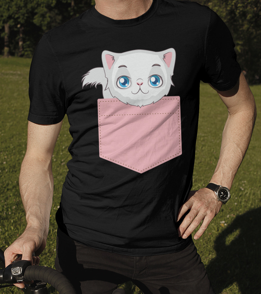 Cat In Pocket For Cat Mom Cat Dad And Cat Lovers Cute Kitty T-Shirt