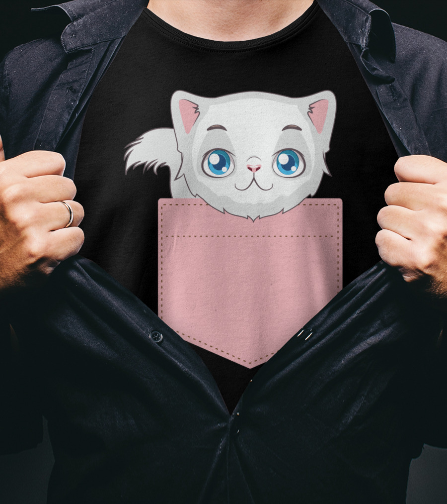 Cat In Pocket For Cat Mom Cat Dad And Cat Lovers Cute Kitty T-Shirt