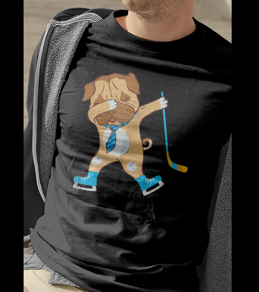 Dabbing Ice Hockey Dog Best Dad Ever Boys T-Shirt