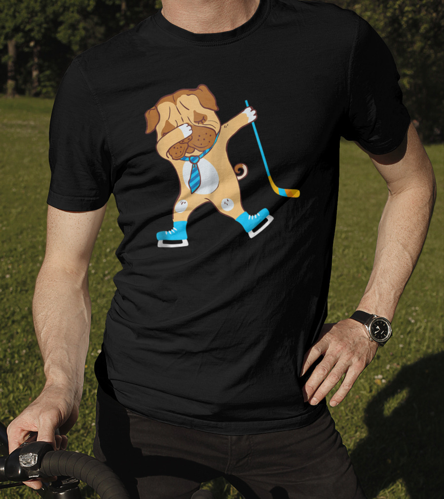 Dabbing Ice Hockey Dog Best Dad Ever Boys T-Shirt