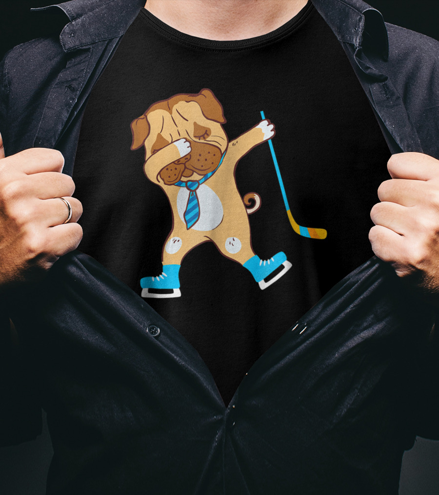 Dabbing Ice Hockey Dog Best Dad Ever Boys T-Shirt