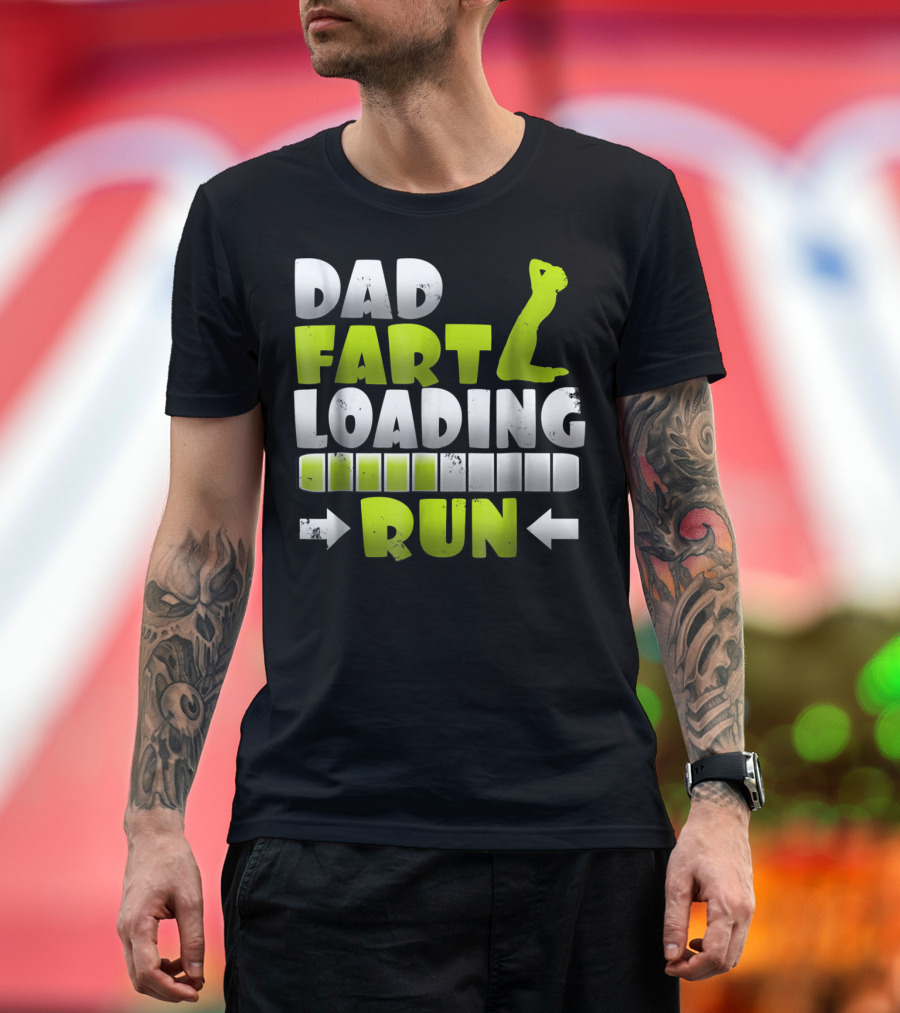 Dad Fart Loading Run Progress Bar Silhouette Arrows T-Shirt