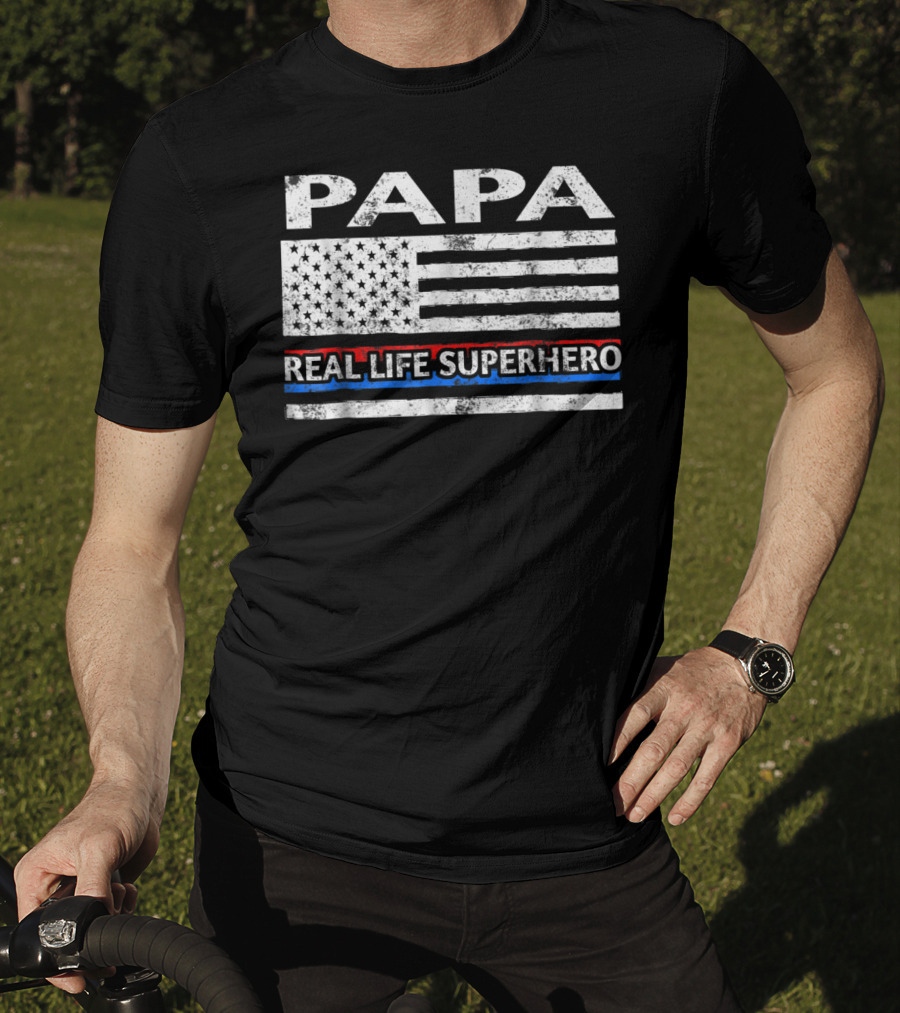 PAPA Real Life Superhero American Flag T-Shirt