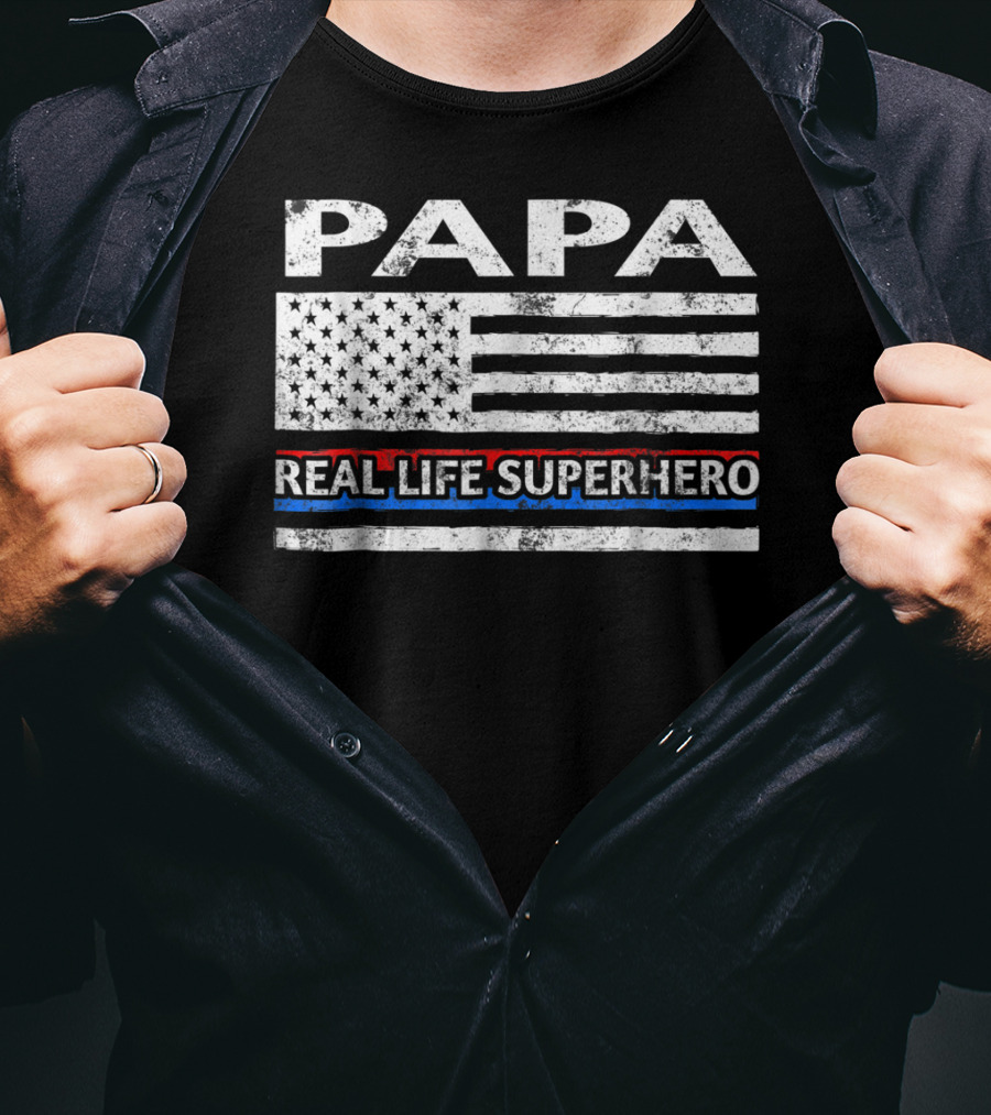 PAPA Real Life Superhero American Flag T-Shirt