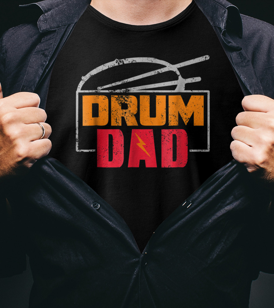 Distressed Drum Drum Dad Drumming Sticks Electric Bolt T-Shirt