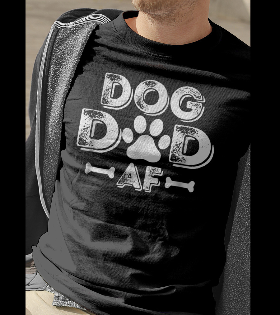 Dog Dad AF Paw Print Bone Graphic Dog Lover Dog Daddy T-Shirt
