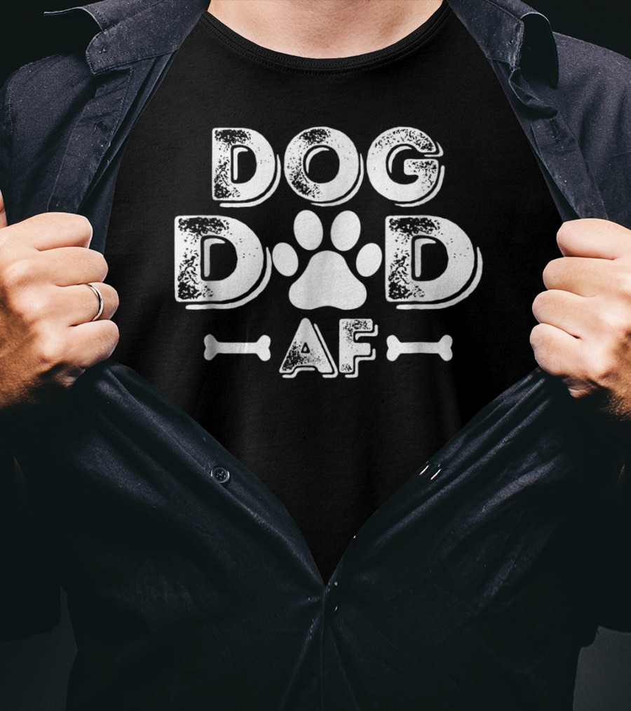 Dog Dad AF Paw Print Bone Graphic Dog Lover Dog Daddy T-Shirt