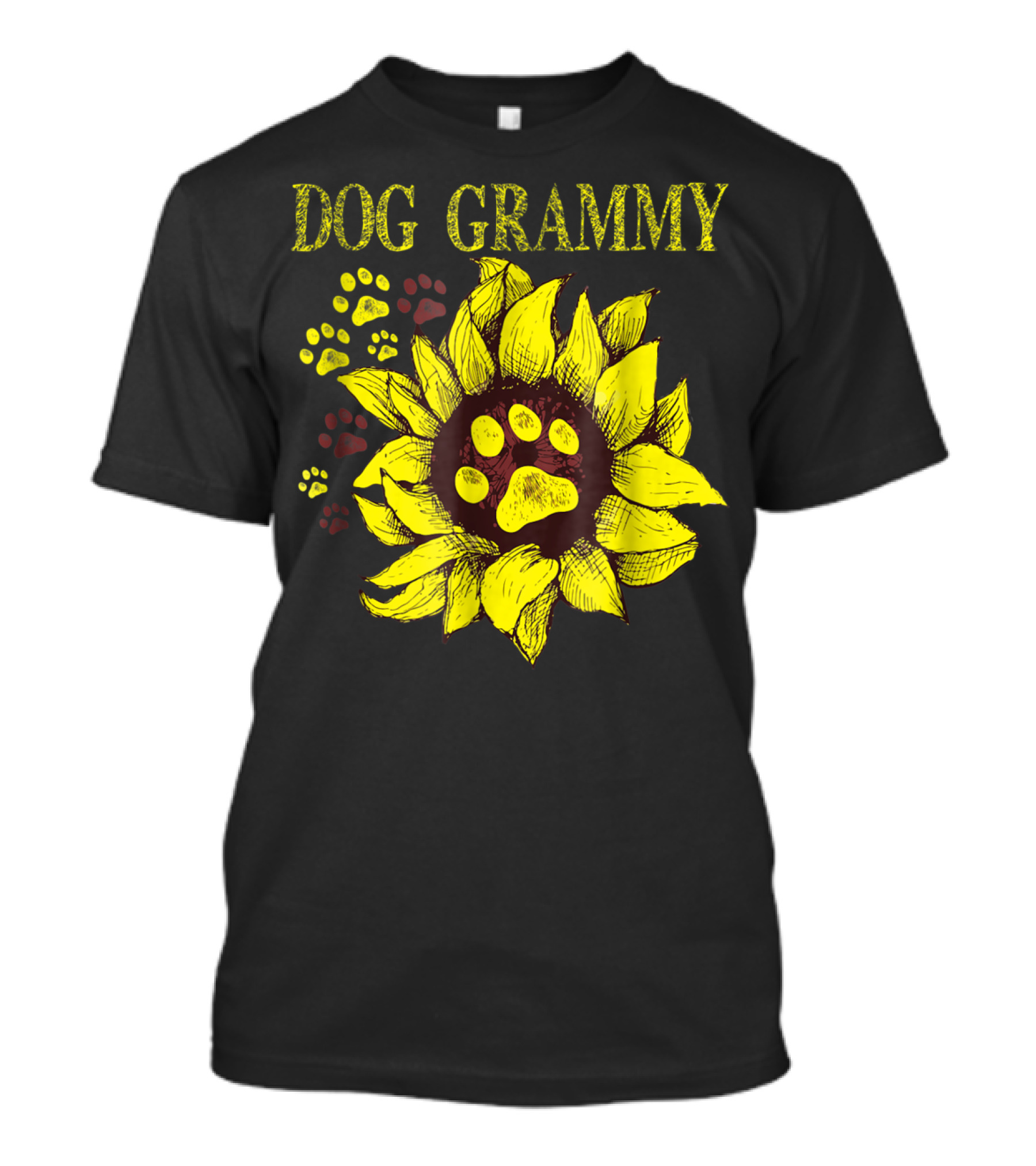 Dog Grammy Sunflower Paw Prints T-Shirt