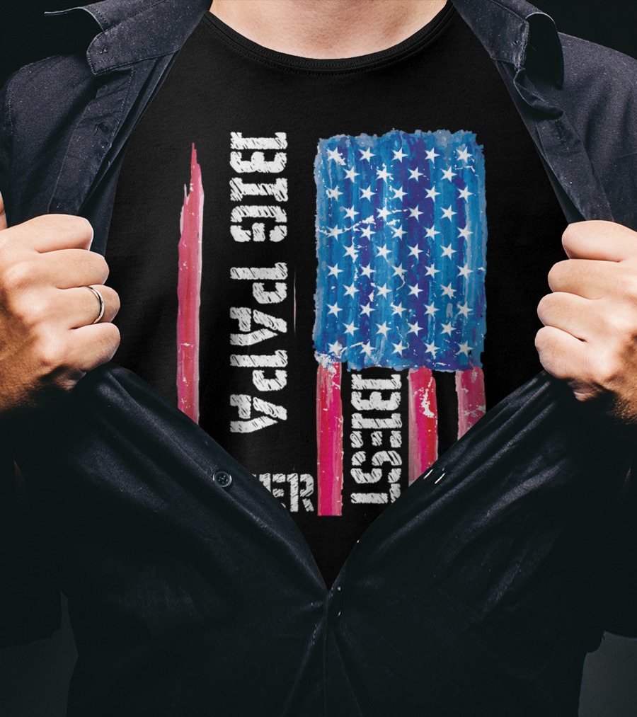 Best Big Papa Ever Distressed American Flag T-Shirt