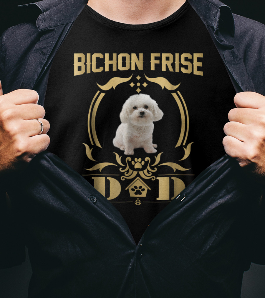 Bichon Frise Dad Paw Print Emblem T-Shirt