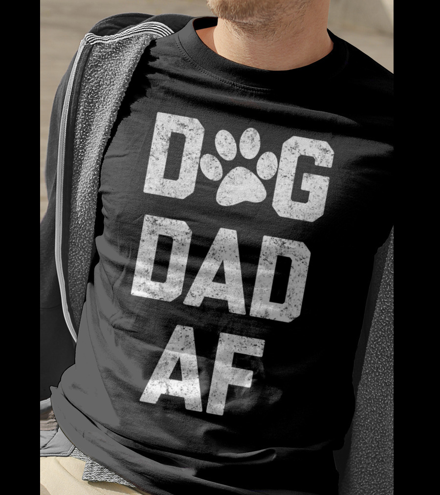 DOG DAD AF Paw Prints T-Shirt
