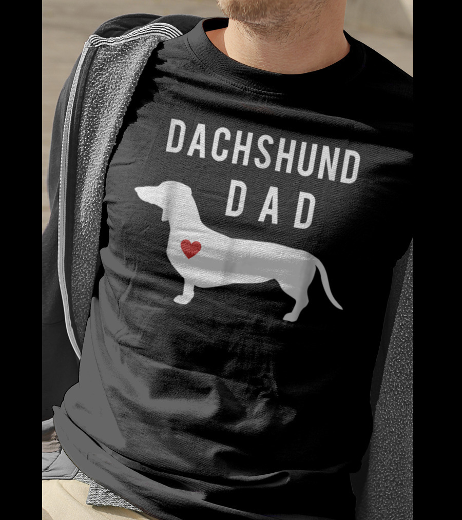 Dachshund Dad Doxie Lover With Dachshund And Heart T-Shirt