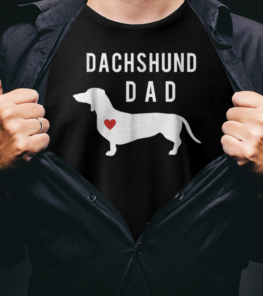 Dachshund Dad Doxie Lover With Dachshund And Heart T-Shirt