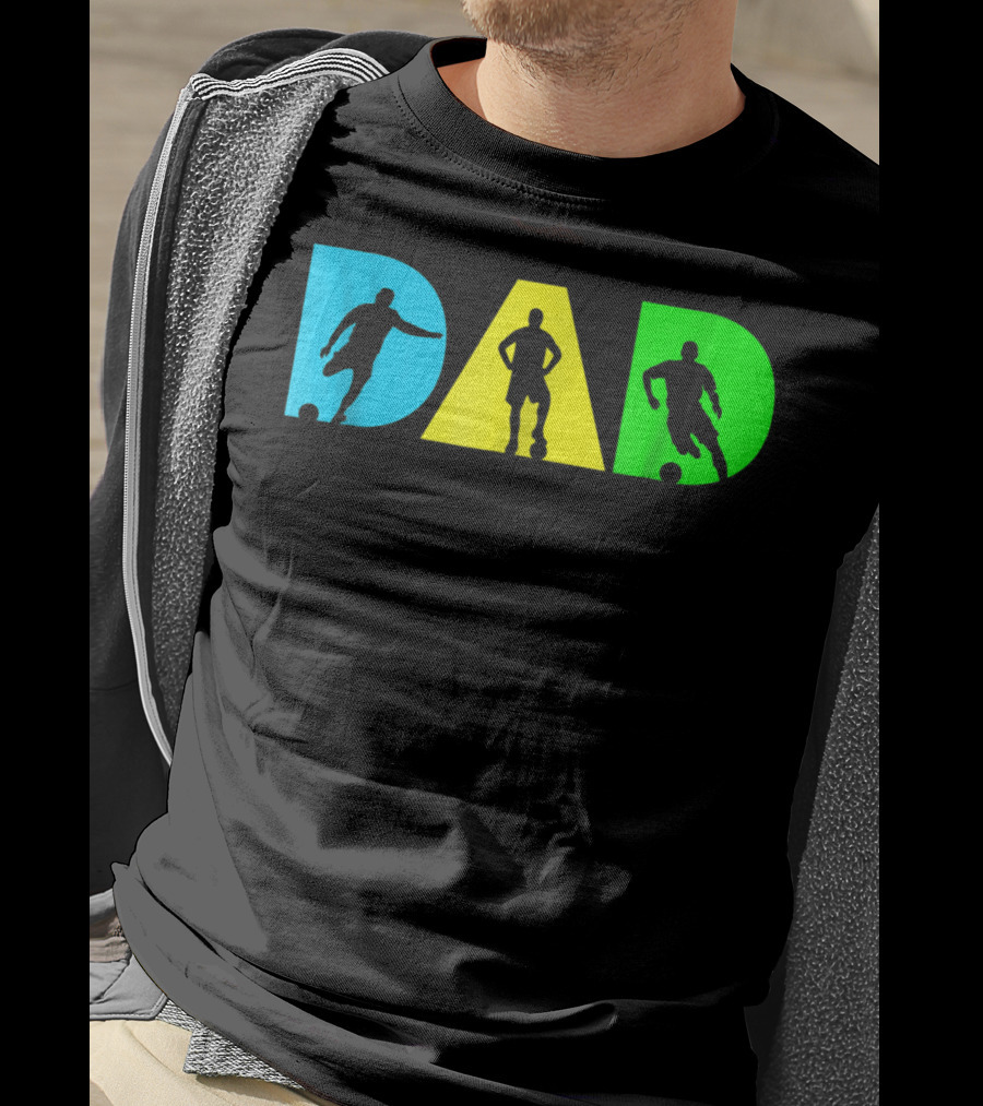 Dad Silhouettes Soccer Graphic For New Father Funny Dad Soccer T-Shirt