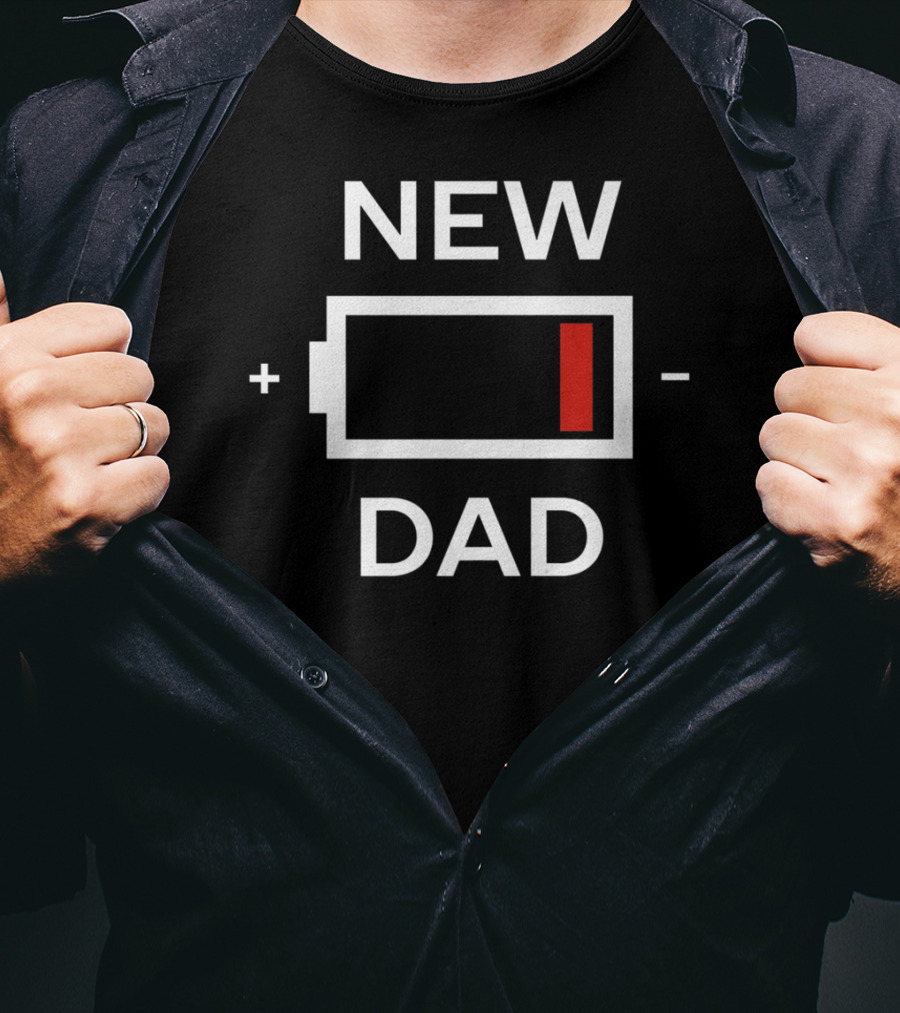 New Dad Low Battery Icon Funny T-Shirt
