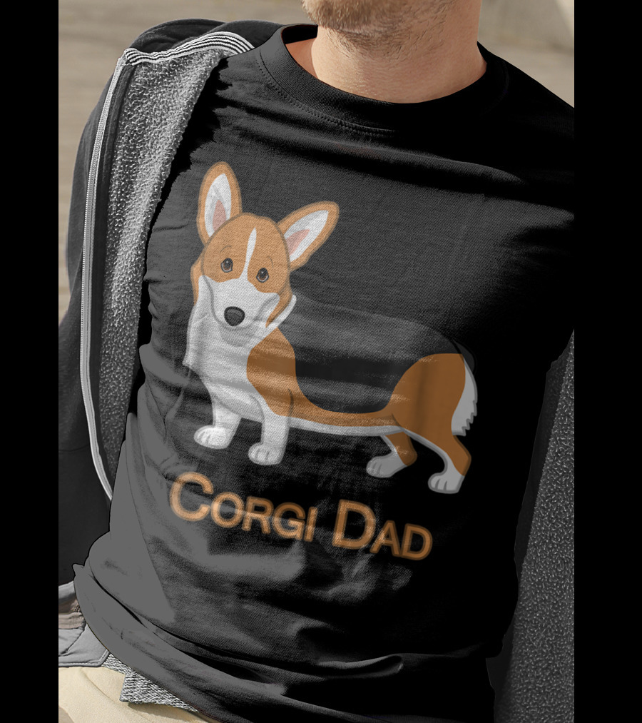 Corgi Dad Cute Red Tricolor Welsh Corgi Lovers T-Shirt