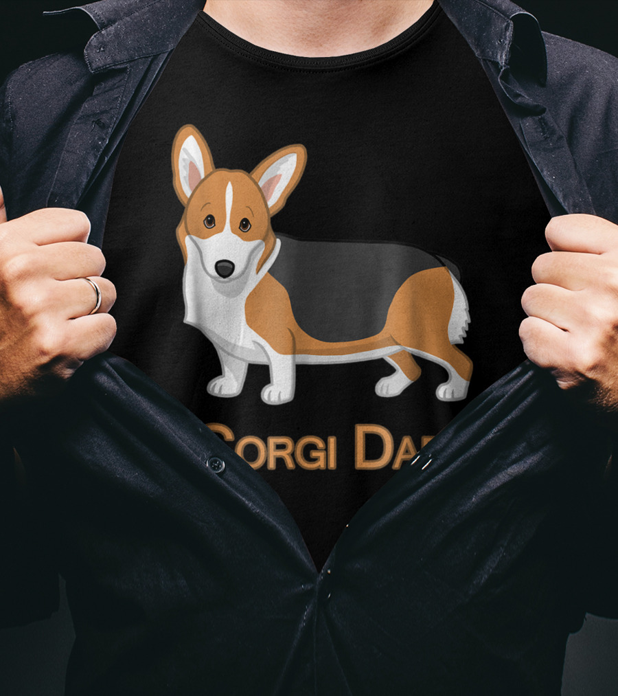 Corgi Dad Cute Red Tricolor Welsh Corgi Lovers T-Shirt