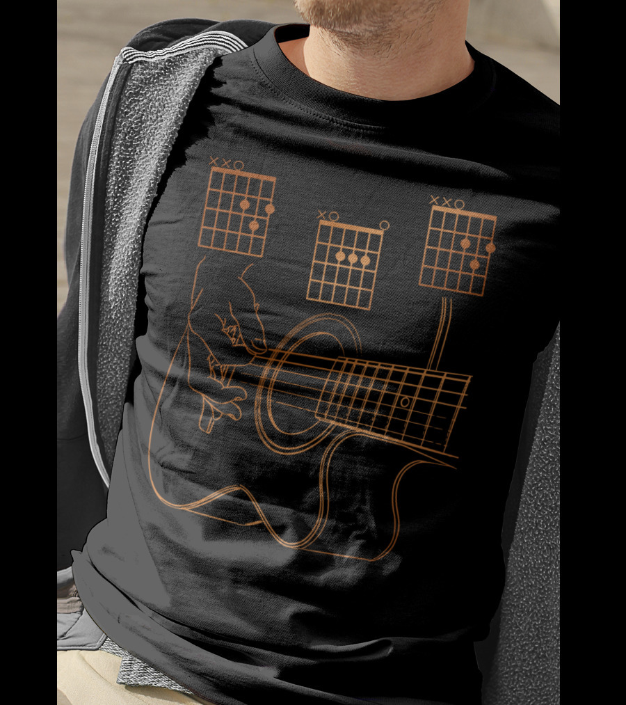 Dad Chords Acoustic Guitar Hand Playing Chord Diagrams T-Shirt