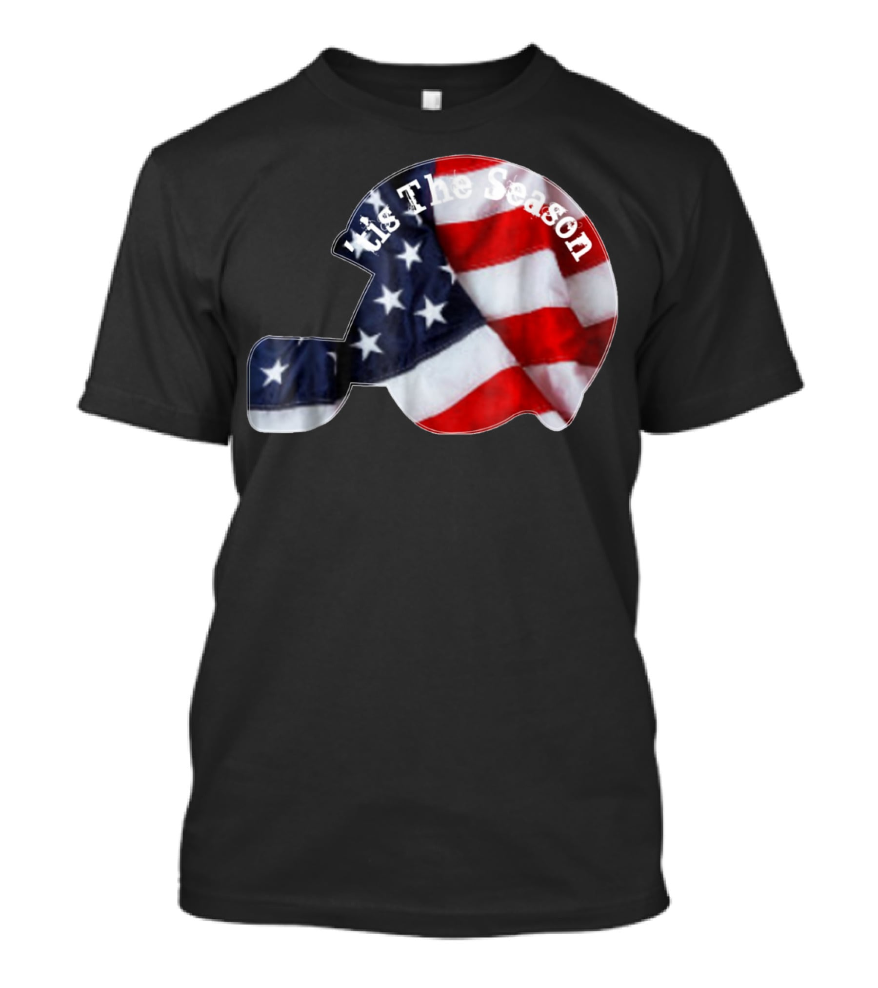 Tis The Season American Football Helmet With Flag Design Sports Fan T-Shirt