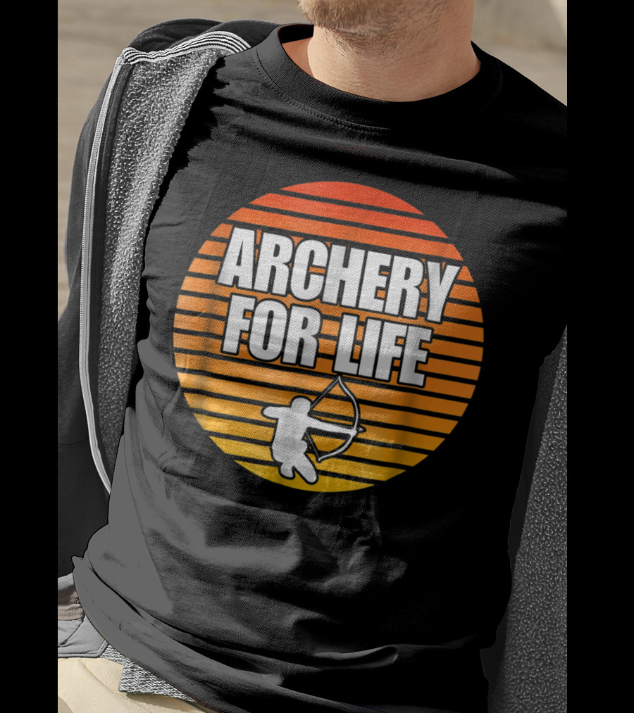Archery For Life Sunset Silhouette Bow And Arrow T-Shirt