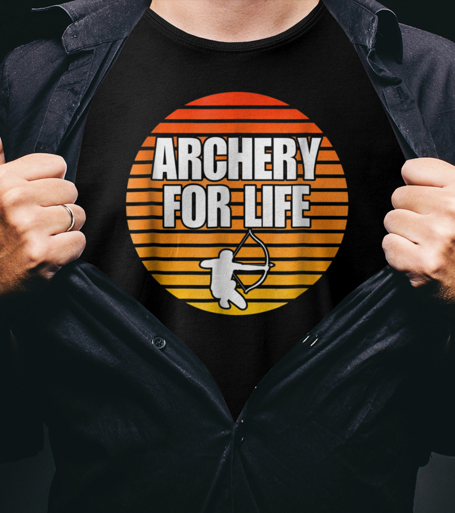 Archery For Life Sunset Silhouette Bow And Arrow T-Shirt