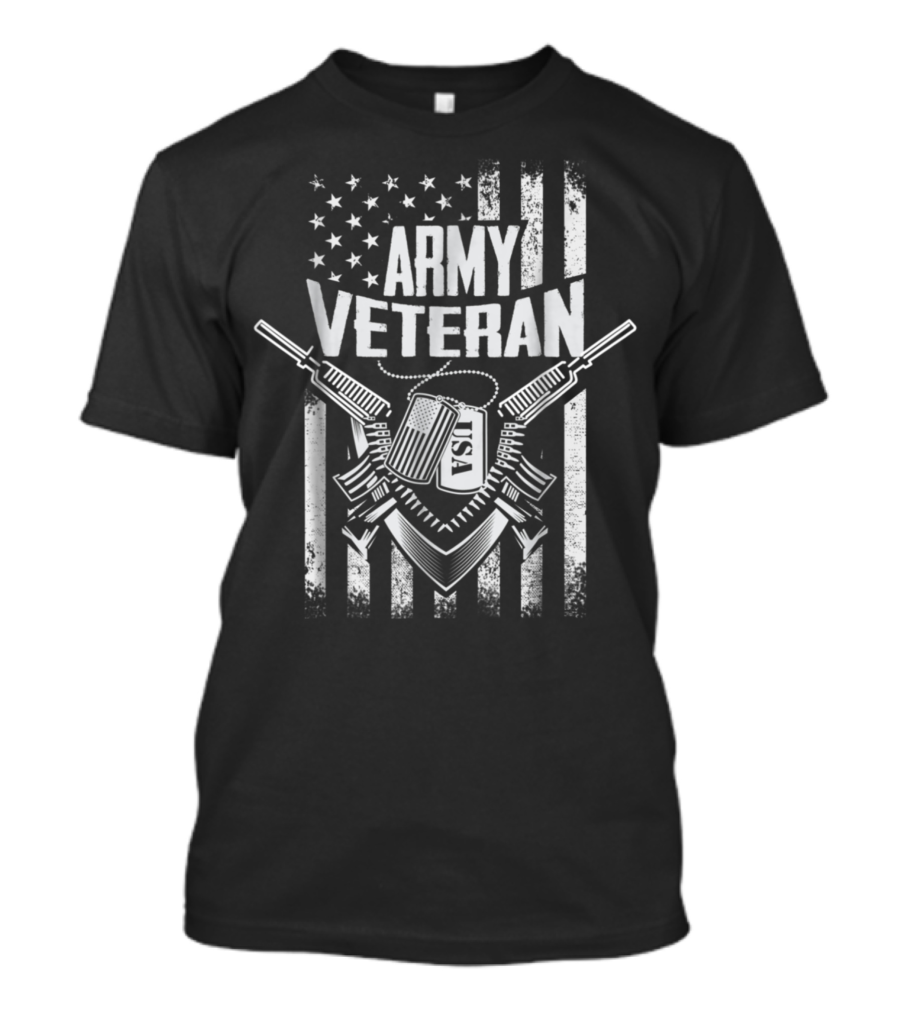 Army Veteran USA With Military Flag And Guns T-Shirt