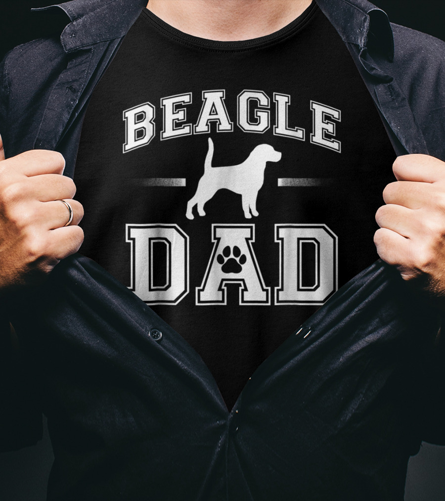 Beagle Dad Paw Print Cool Dog Dad T-Shirt