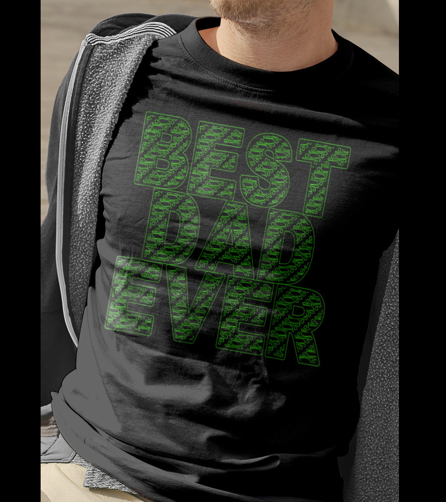 Best Dad Ever Green Circuit Pattern Tech T-Shirt