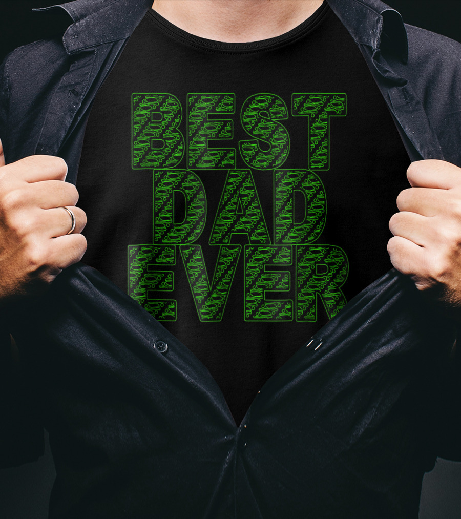 Best Dad Ever Green Circuit Pattern Tech T-Shirt