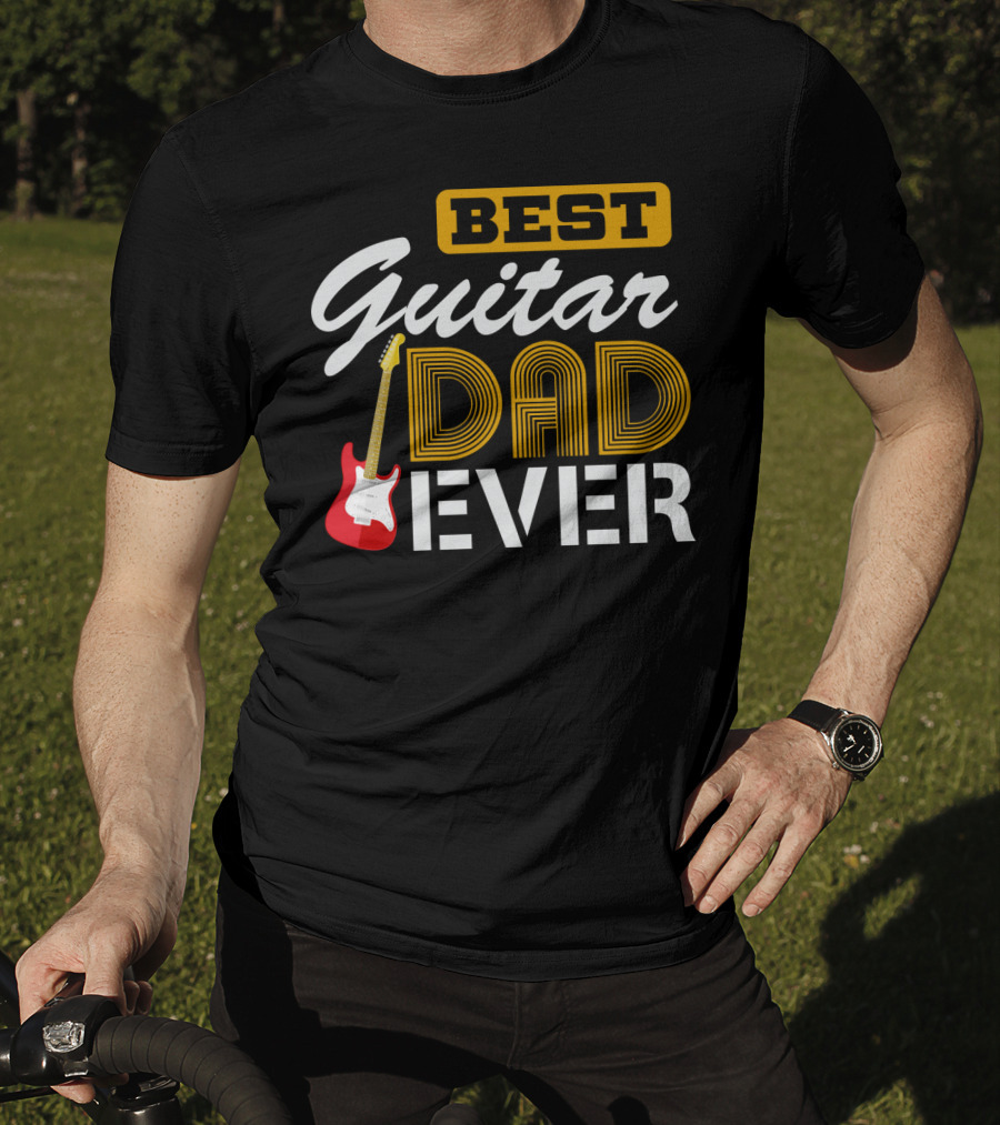 BEST Guitar Dad Ever With Red Electric Guitar T-Shirt