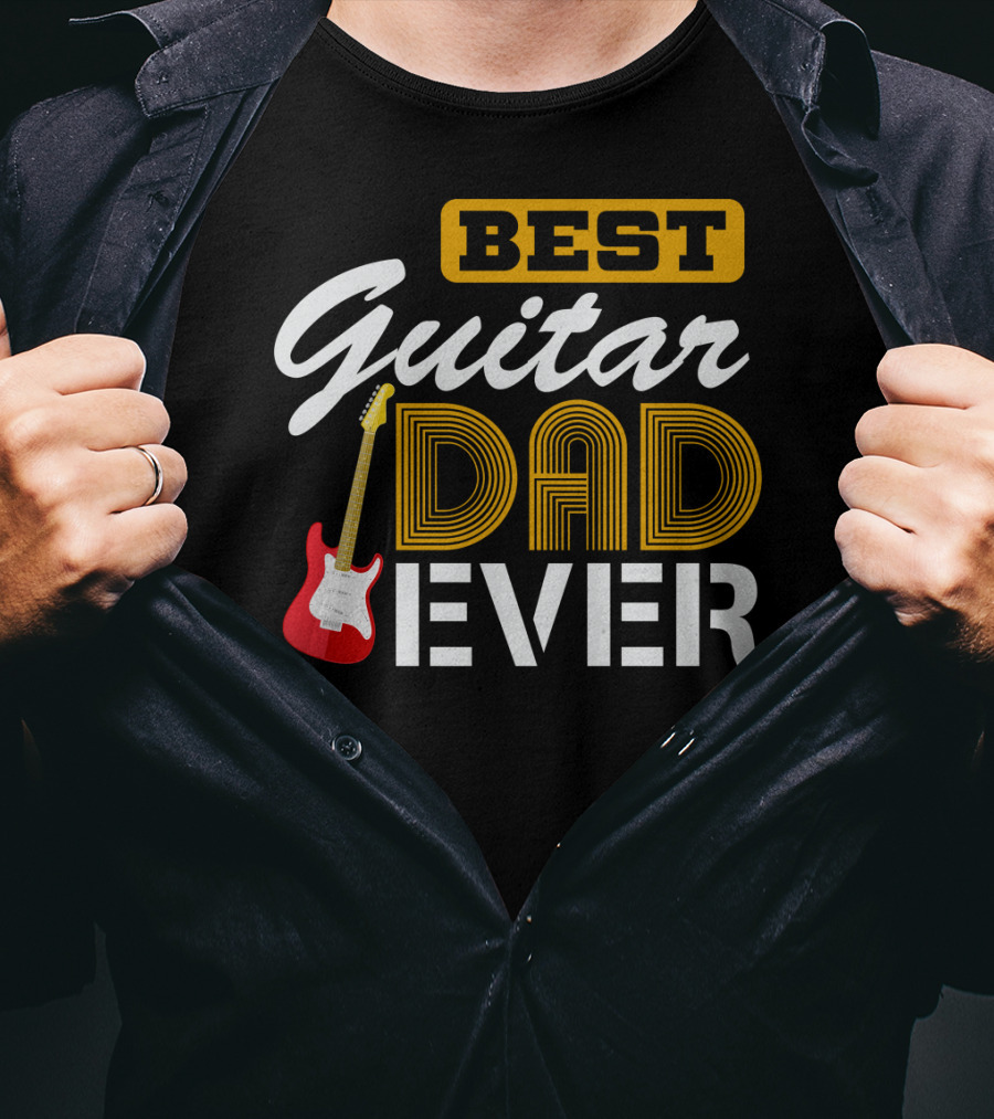 BEST Guitar Dad Ever With Red Electric Guitar T-Shirt