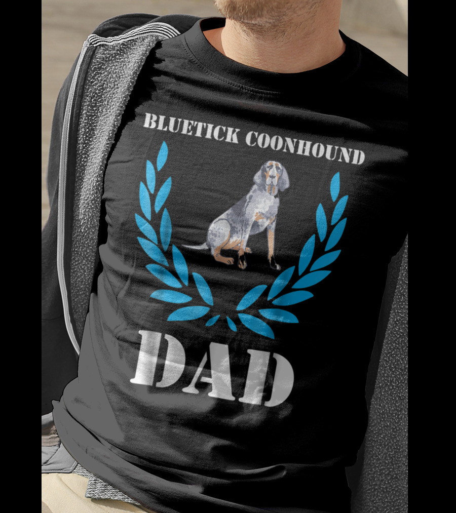 Bluetick Coonhound Dad Laurel Wreath Dog T-Shirt