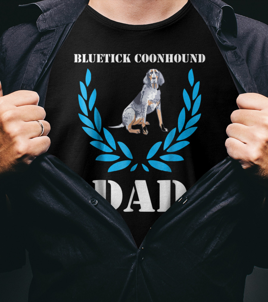 Bluetick Coonhound Dad Laurel Wreath Dog T-Shirt