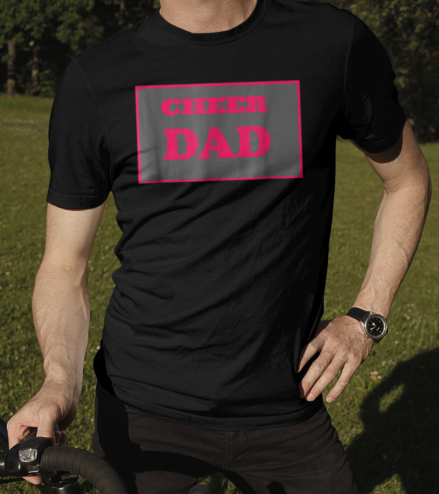 CHEER DAD Pink Block Letters T-Shirt